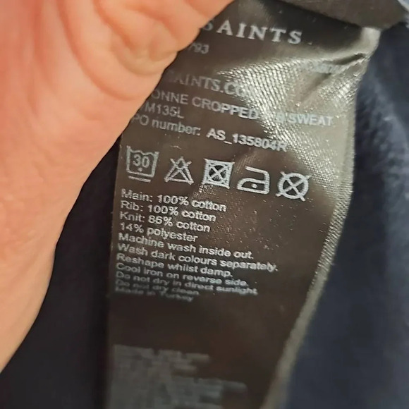 All Saints Cropped Navy Sweatshirt - Picture 8 of 10